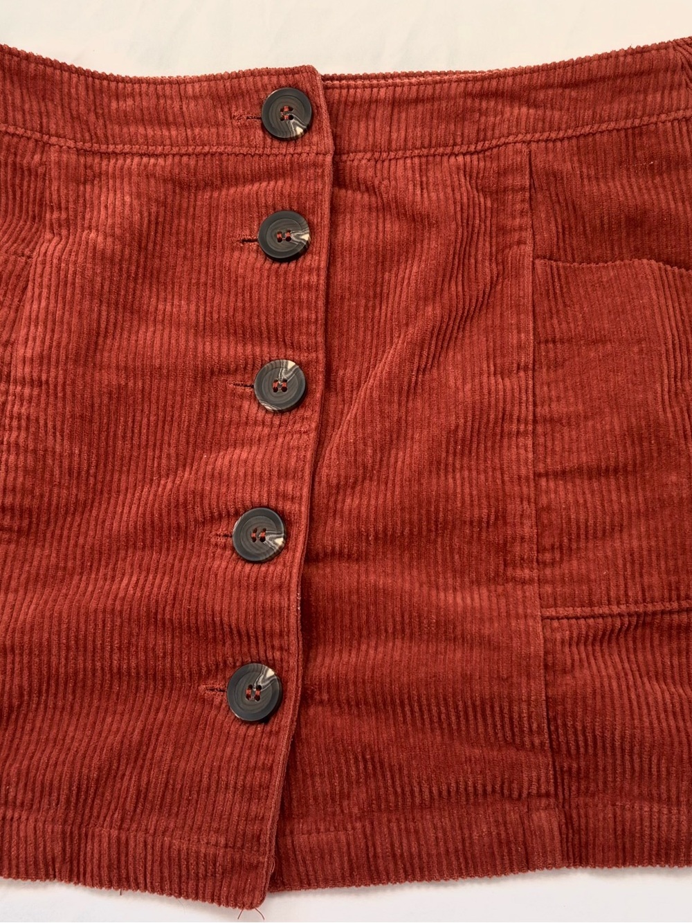 Chloe & Katie Rust Corduroy Button-Front Skirt